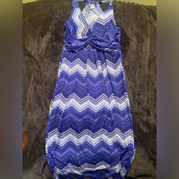 Chevron striped summer maxi dress sundress sz L blend & white - Picture 2 of 6